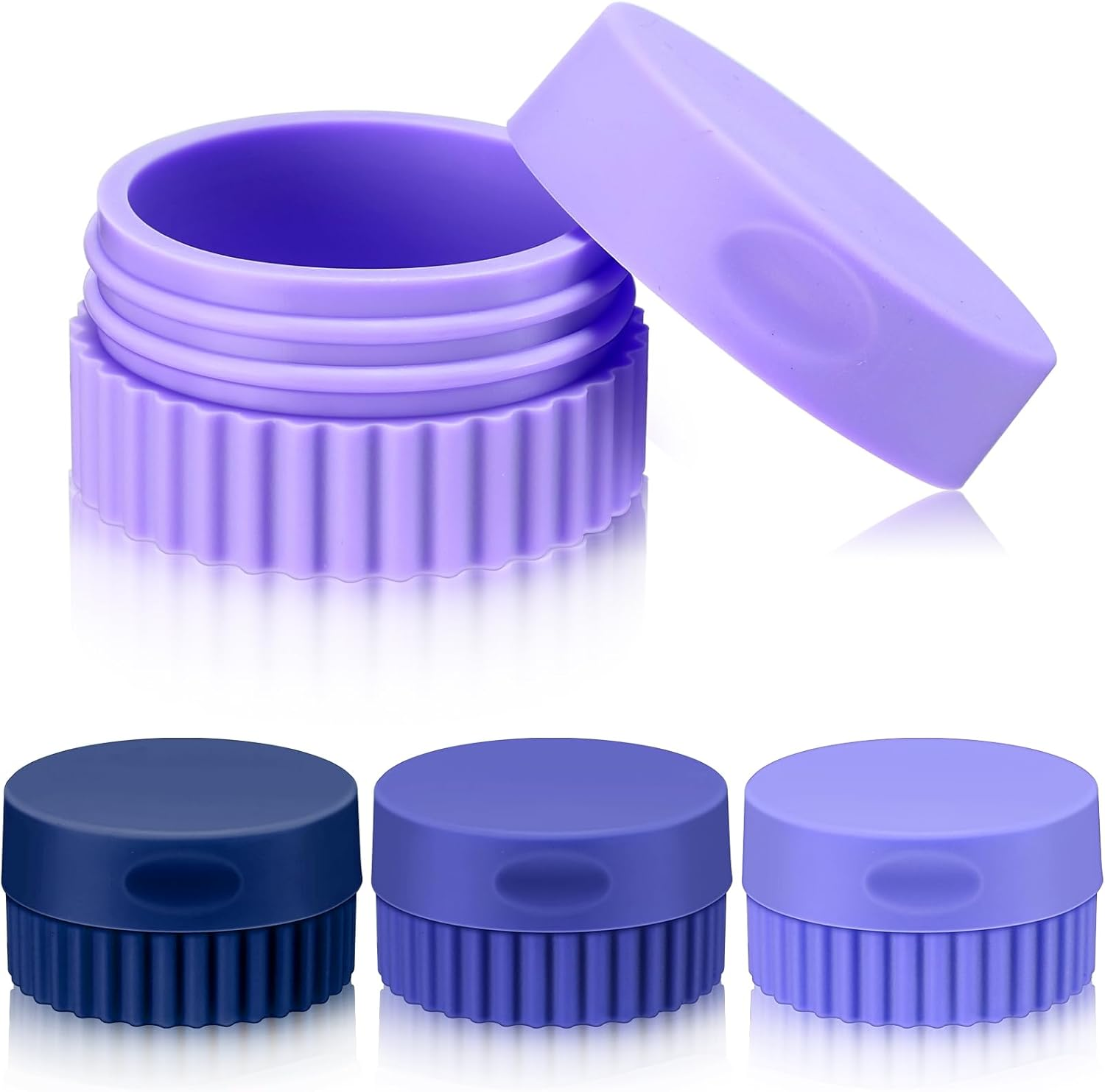 Maxcheck 4 Pcs Travel Containers for Toiletries 0.68 Oz/20 Ml Small Silicone Cream Jar with Lid Mini Leakproof Lotion Jar Refillable Travel Cosmetic Container for Face Body Skin Cream (Green Color)