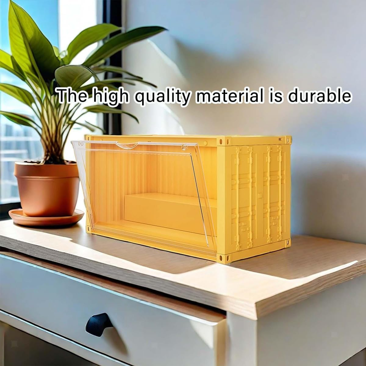 AIMALL 13.78X6.69X7.48 Inch Yellow Transparent Display Box for Collectibles Dustproof Cabinet Organizer image number 4