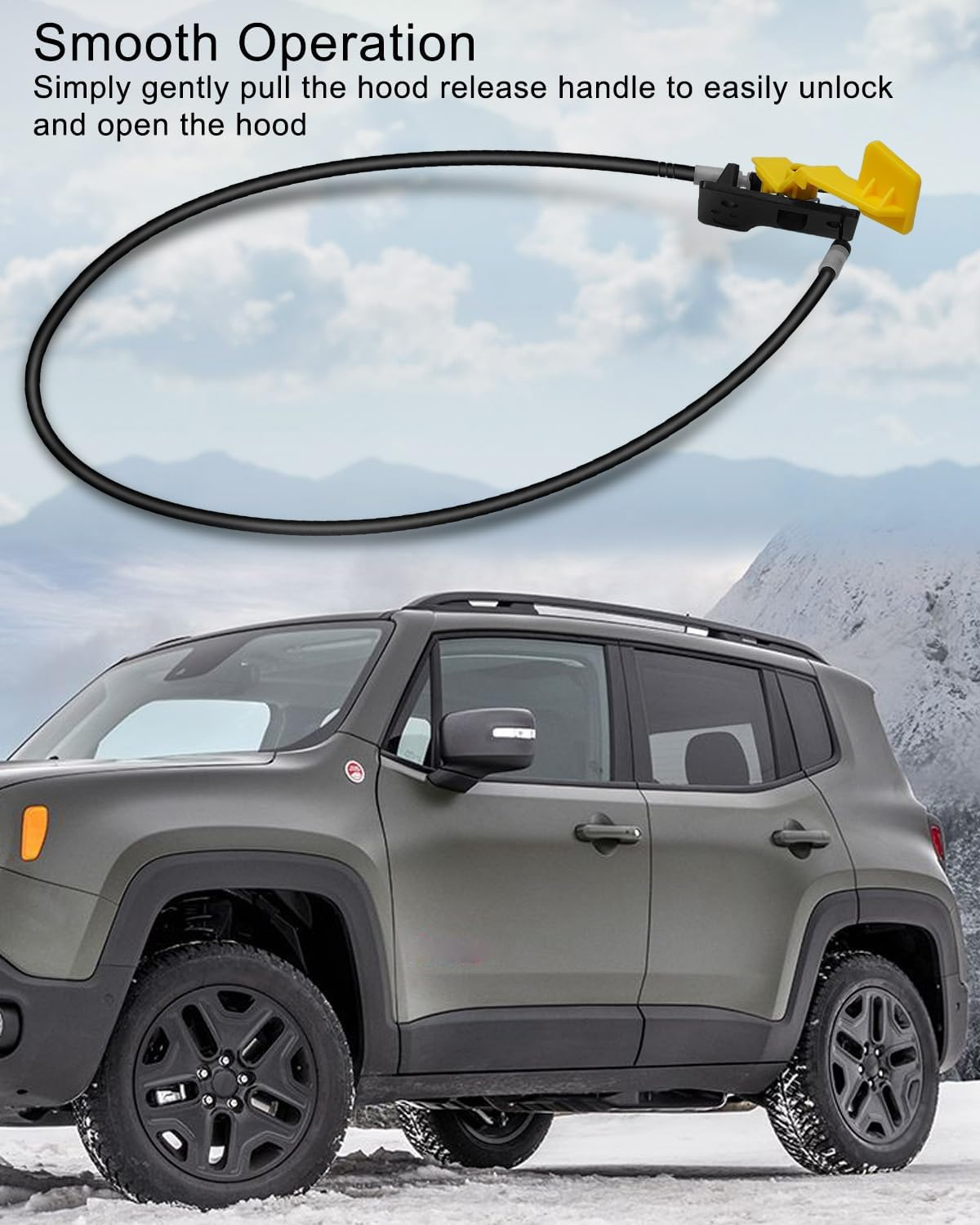 Hood Release Cable Fit for Jeep Renegade 2015 2016 2017 2018 2019 2020 2021 Replace 68247126AA Hood Latch Hood Lock Release Cable image number 5