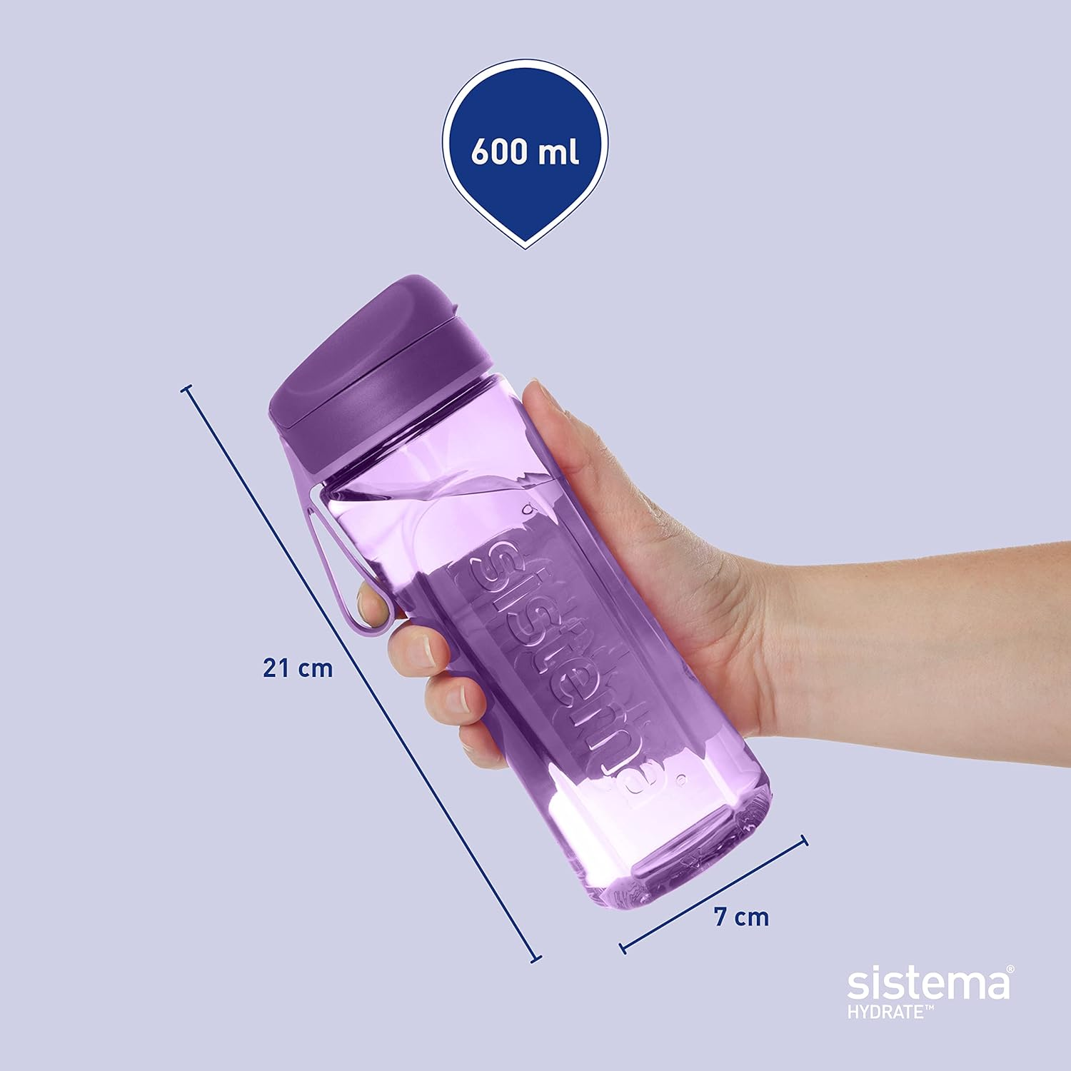 Sistema Swift Sports Water Bottles | 600 Ml | Leakproof Kids Water Bottles | Impact-Resistant Tritan Plastic | Bpa-Free | Ocean Blue & Misty Purple | 2 Count image number 2
