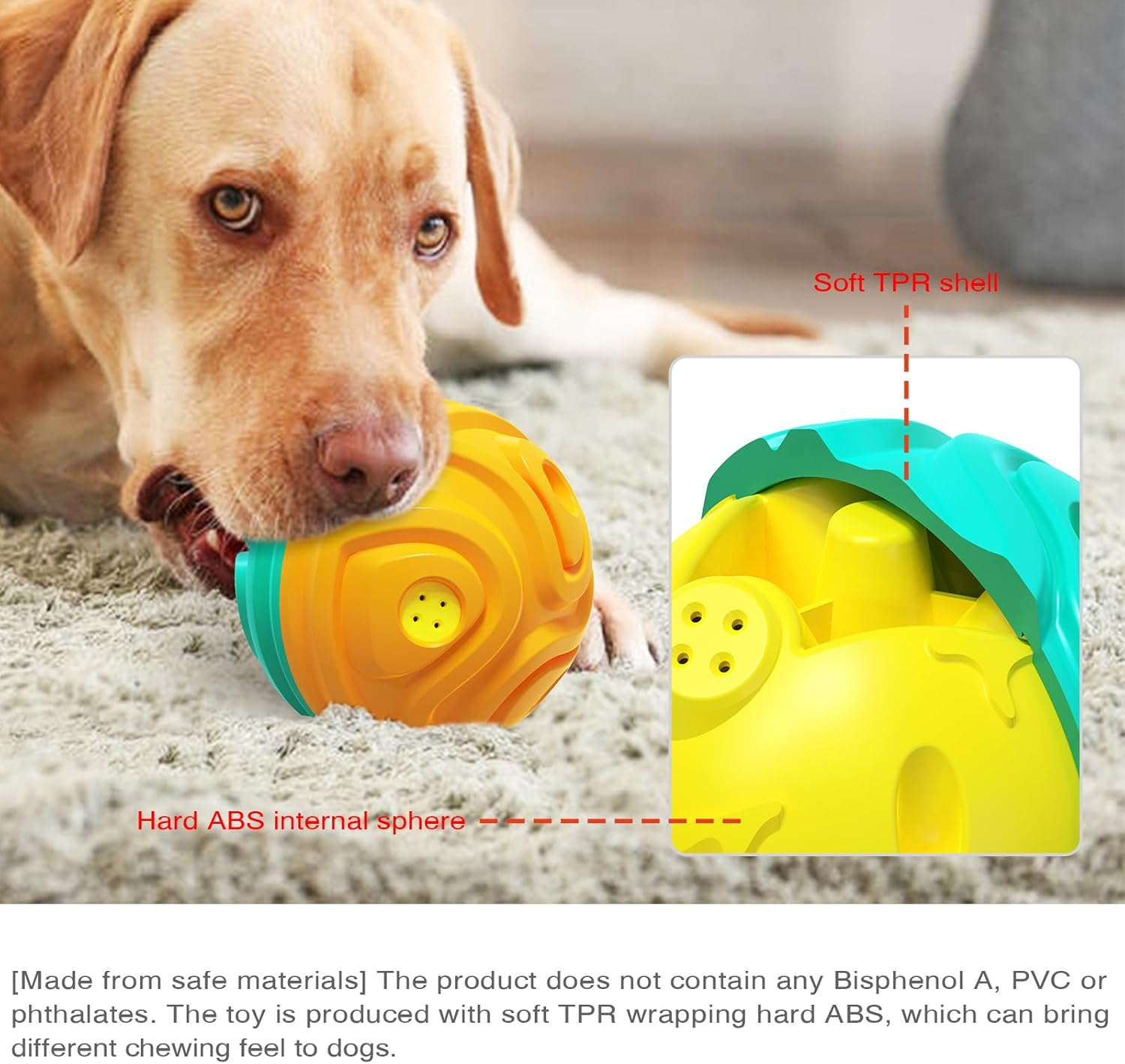 Indestructible Dog Chew Toy Ball, Dog Toys for Aggressive Chewers, Dog Toys to Keep Them Busy, Puppy Teething Toys, Durable Interactive Dog Toys, Stimulating Dog Toys, Squeaky Dog Toys image number 5