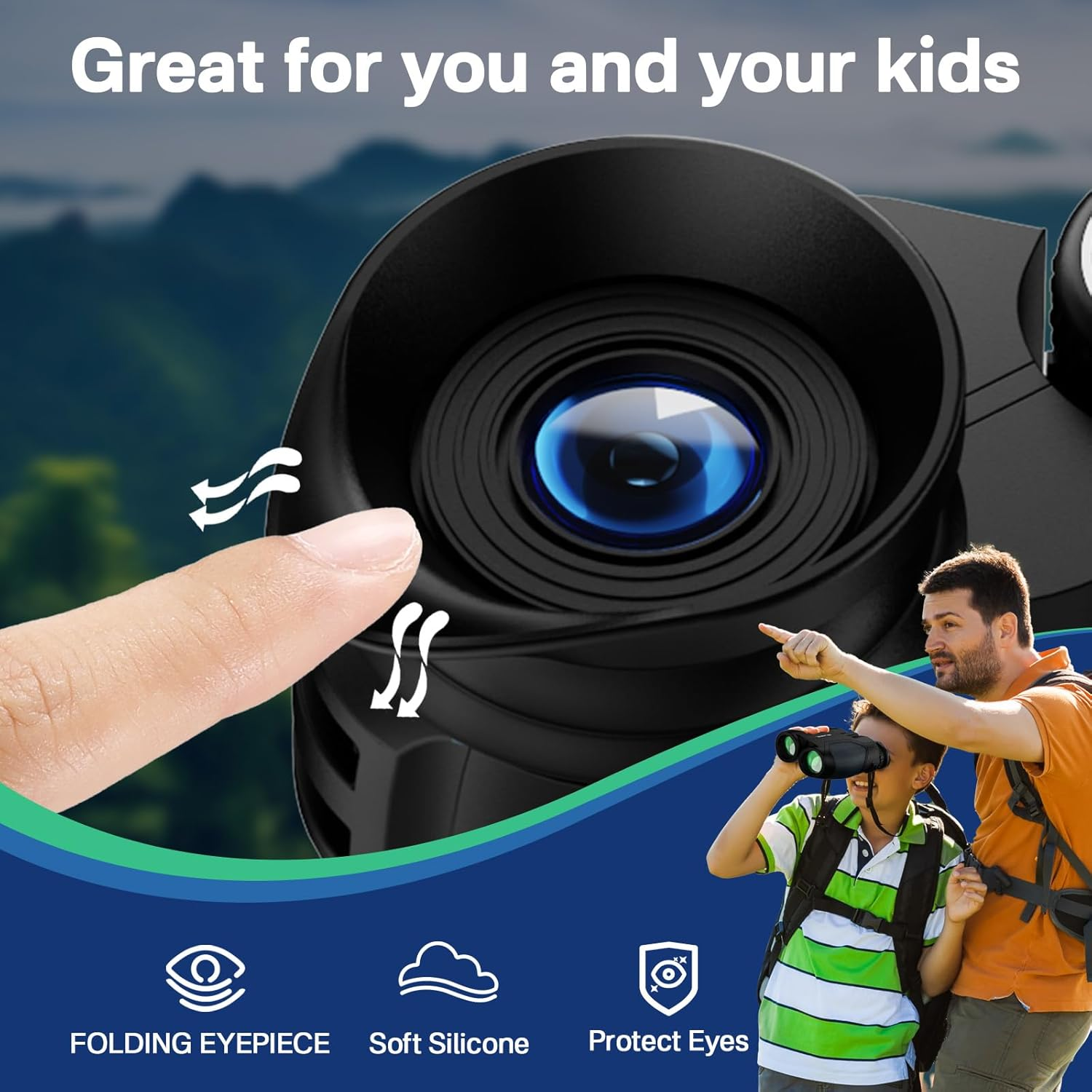 Compact Binoculars for Adults and Kids, 12X25 Small Binoculars with Low Light Vision for Bird Watching, Theater and Concerts, Hunting and Sport Games(Blue) - Grey image number 6