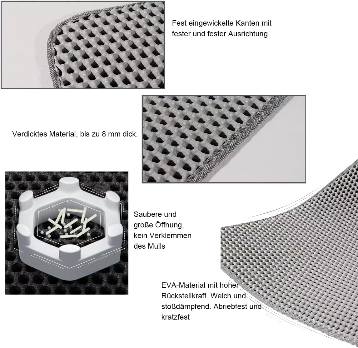 Cat Litter Tray Mat, 60 X 40 Cm, Double Layer Honeycomb Catch Mat, Large Hole Design, Cat Litter Mat, Double Waterproof and Non-Slip, Cat Litter Tray Non-Toxic Material, Cat Litter Mat