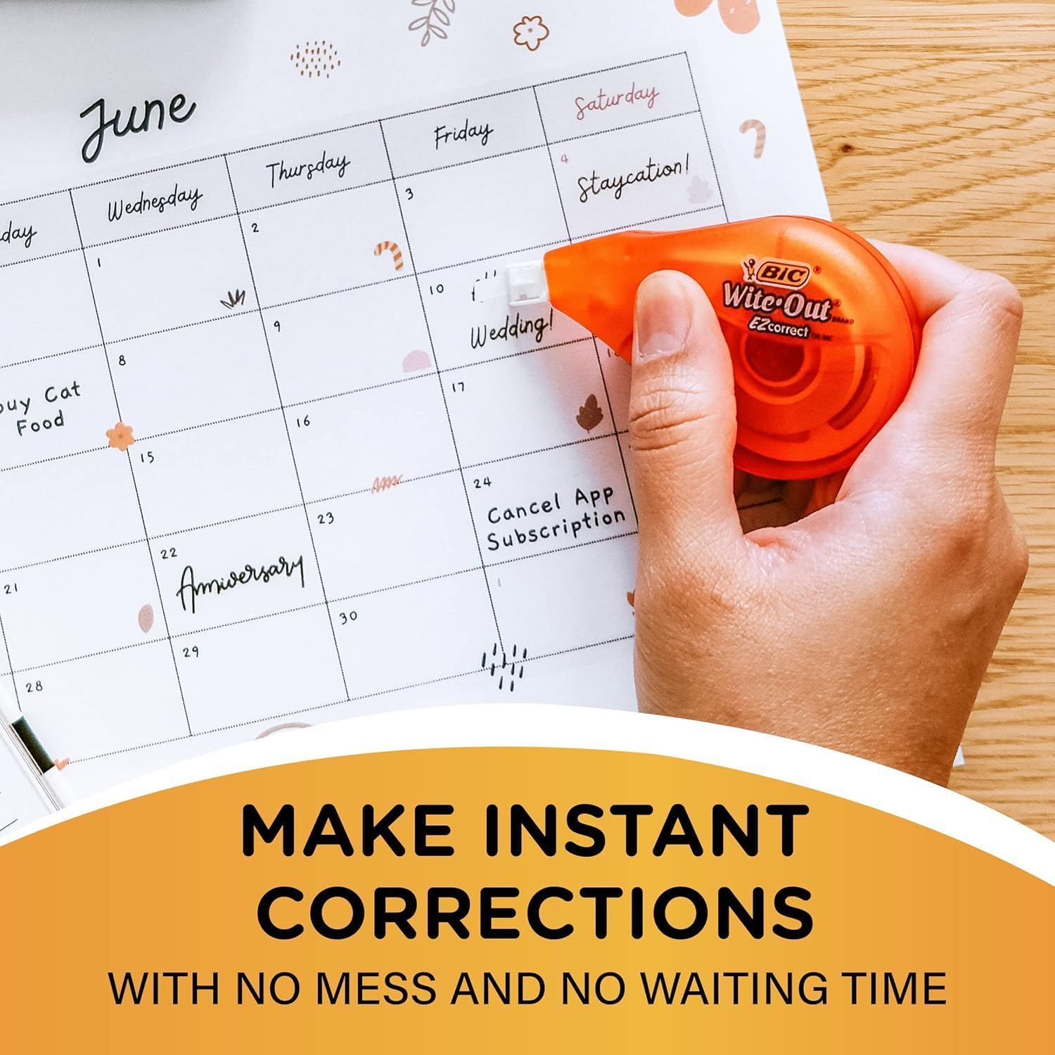 BIC Wite-Out Brand EZ Correct Correction Tape, 19.8 Feet, 18-Count Pack of White Correction Tape, Fast, Clean and Easy to Use Tear-Resistant Tape Office or School Supplies