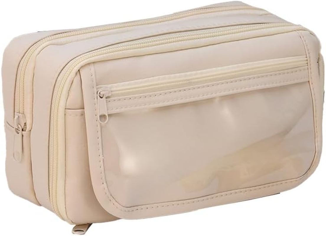 Nine-Story Pencil Cases with Compartments, Pencil Case Large Pencil Case Kids Adults, Portable, Large School Stationery Organizer, Gadget Bag Cosmetic Bag (Beige) image number 3