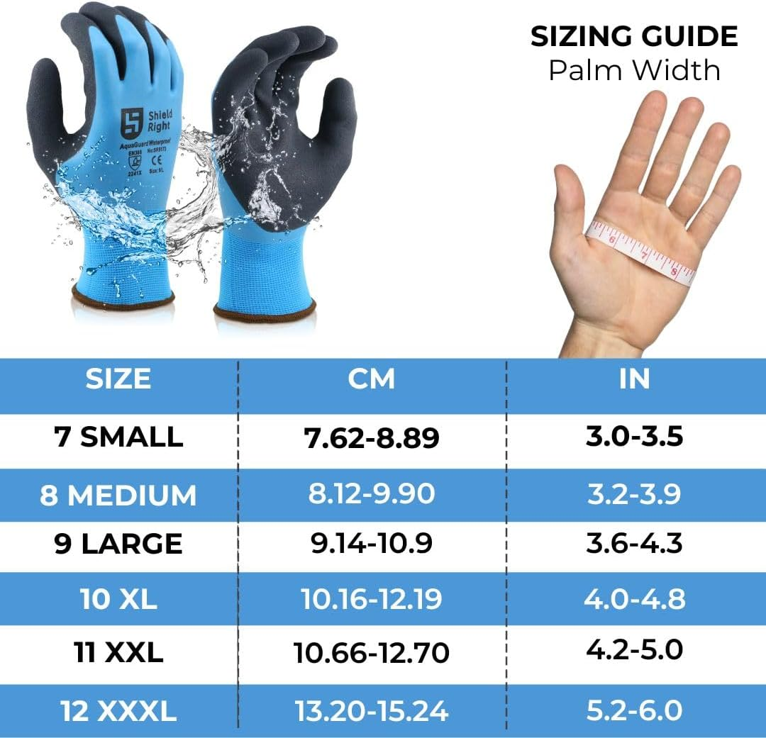 Shield Right Aquaguard Waterproof Work Gloves, 15 Gauge Double Coated Winter Work Glove, Wet & Dry Use, Liquid/Chemical & Abrasion Resistant image number 3