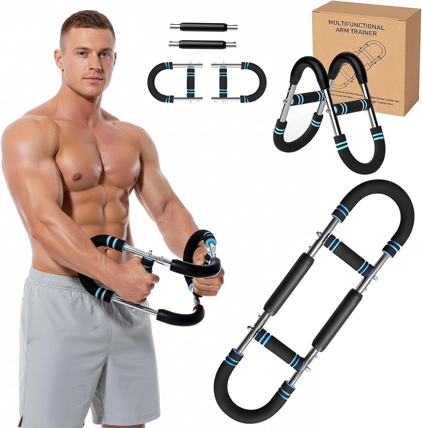 Gautio Twister Arm Trainer, 60-110Lb Adjustable Resistance Chest Workout Equipment for Men, Portable Fitness Exerciser for Shoulders & Forearms Muscle Training & Muscular Strength Enhancement