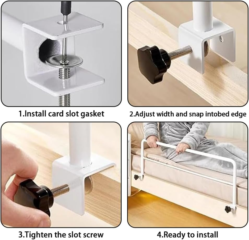 Bedside Guardrail, Bed Guard Drill-Free Clip on Bed Safety Rails, anti Fall Artifact for the Elderly,Getting up Aid, for Student Dormitories, Pregnant Women, the Elderly, and the Disabled image number 2