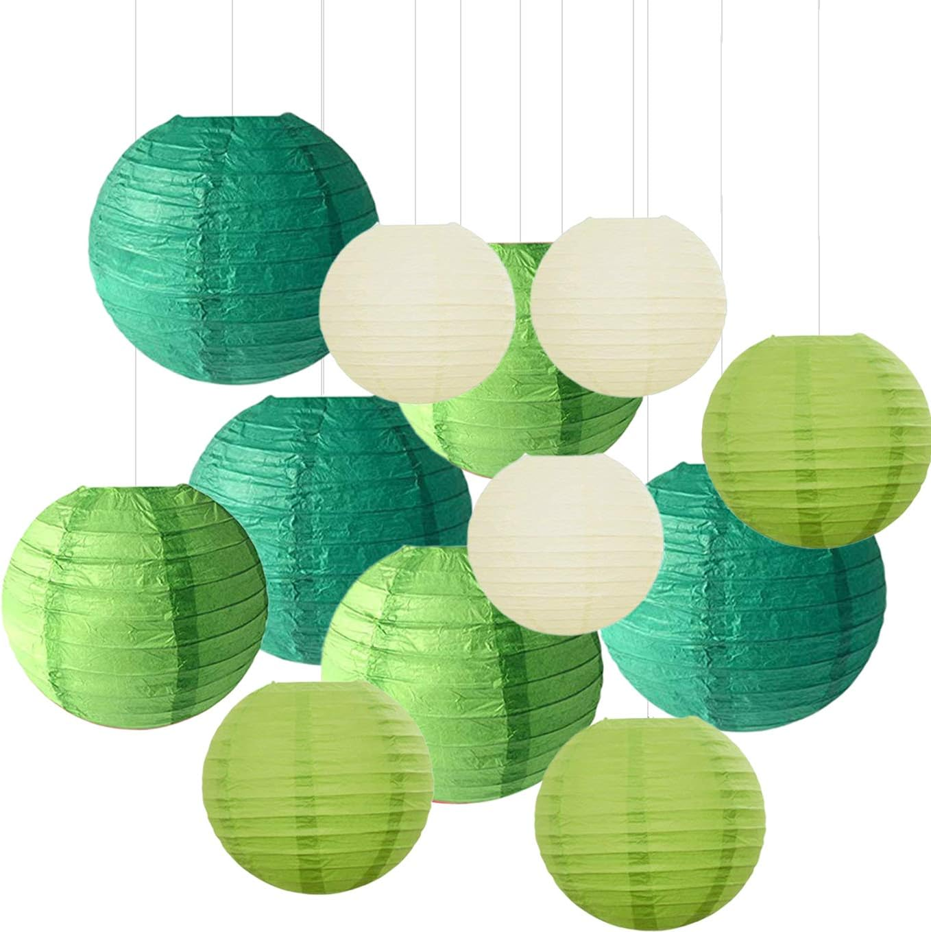 12PCS Paper round Lantern for Birthday Bridal Wedding Baby Shower Festival Party Decoration - Great for Indoor or Outdoor (Blue)