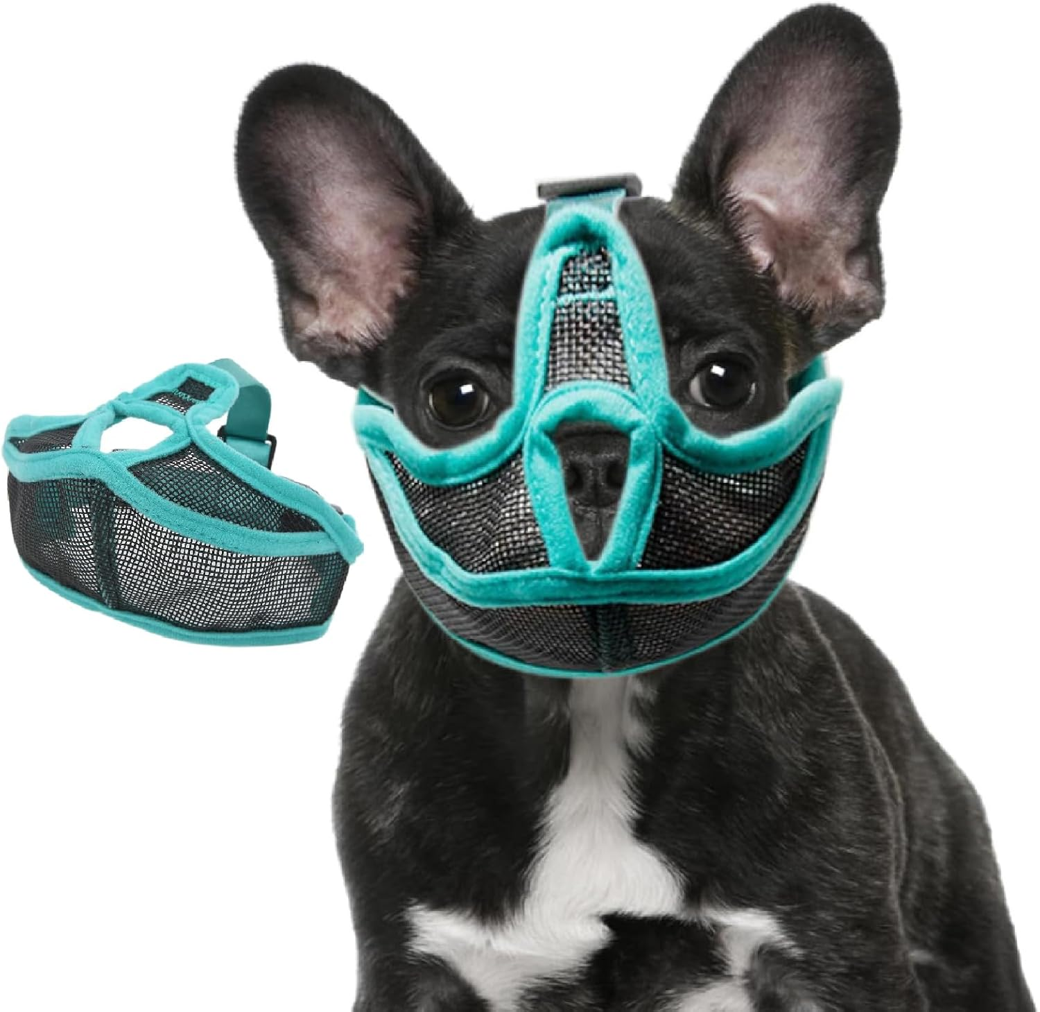French Bulldog Muzzle, Muzzle for French Bulldog, Frenchie Muzzle, Bulldog Muzzle Breathable Adjustable Mesh Mask for Flat Faced Dog anti Bitting Chewing Barking (S) image number 1