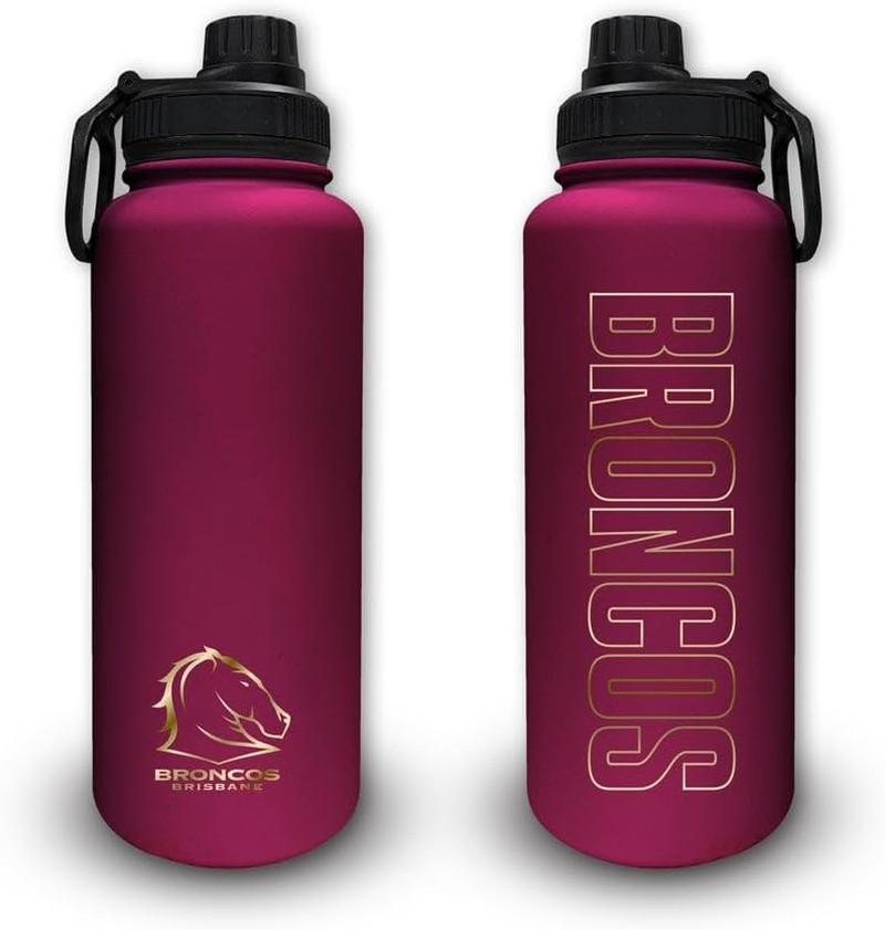 NRL Brisbane Broncos Stainless Steel Drink Bottle - 960Ml Large Insulated Water Bottle - BPA Free Sports Flask