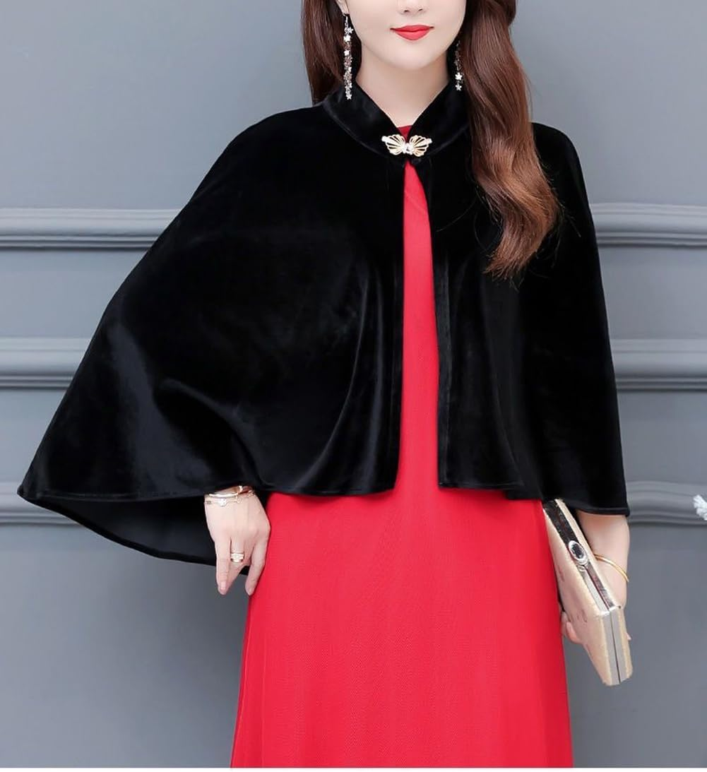 Velvet Scarfs Women Shawls and Wraps for Evening Dresses Wedding Shawl Wrap Bridal Scarve Poncho Cape Shawl Wraps 2025 - Black image number 6