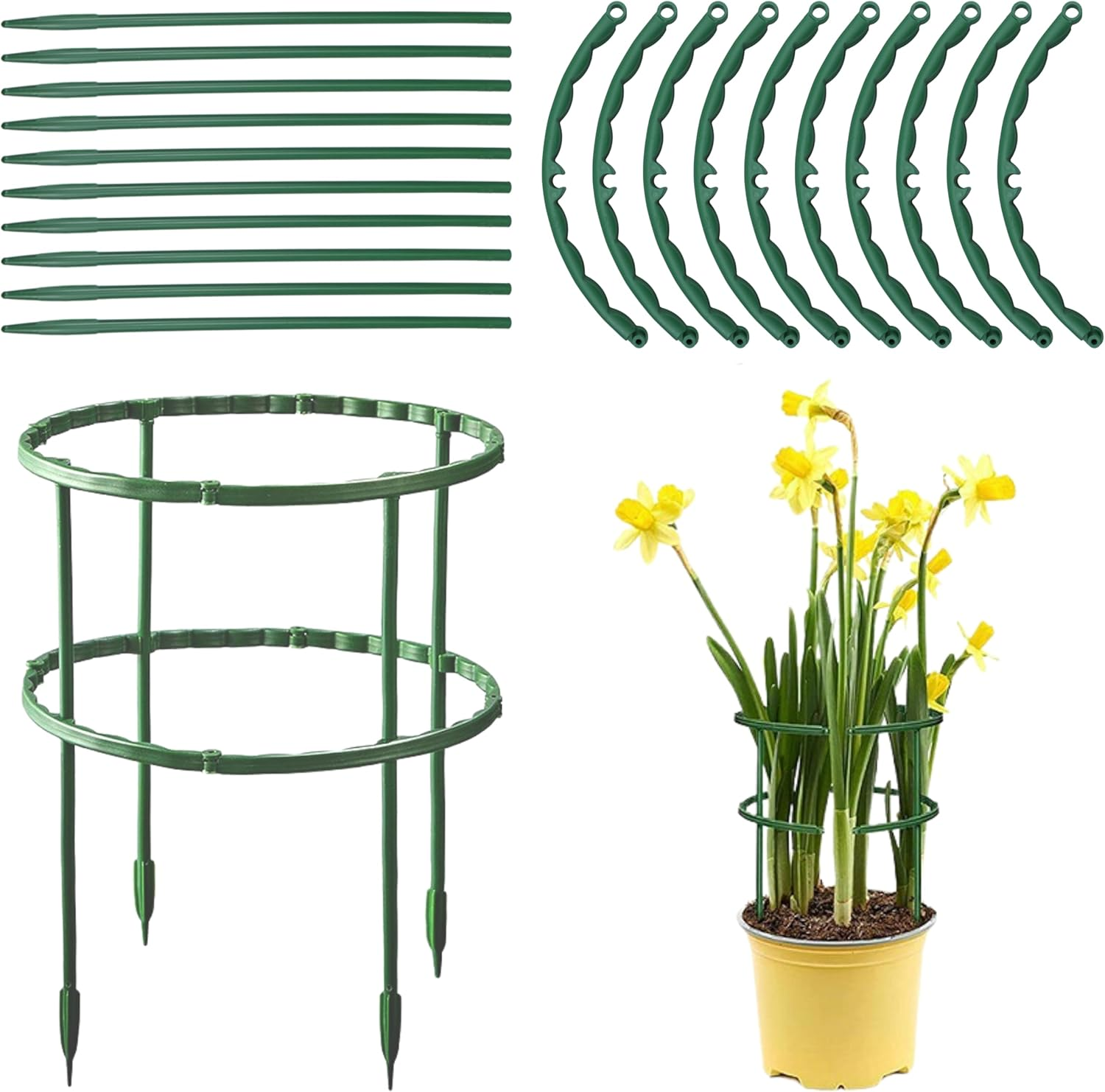 10 Pack Plant Stand, Plastic Plant Support Stakes, Half round Ring Plastic Cage Holder Flower Pot Climbing Trellis for Indoor and Outdoor Leafy Plants, Vegetable, Flower image number 2