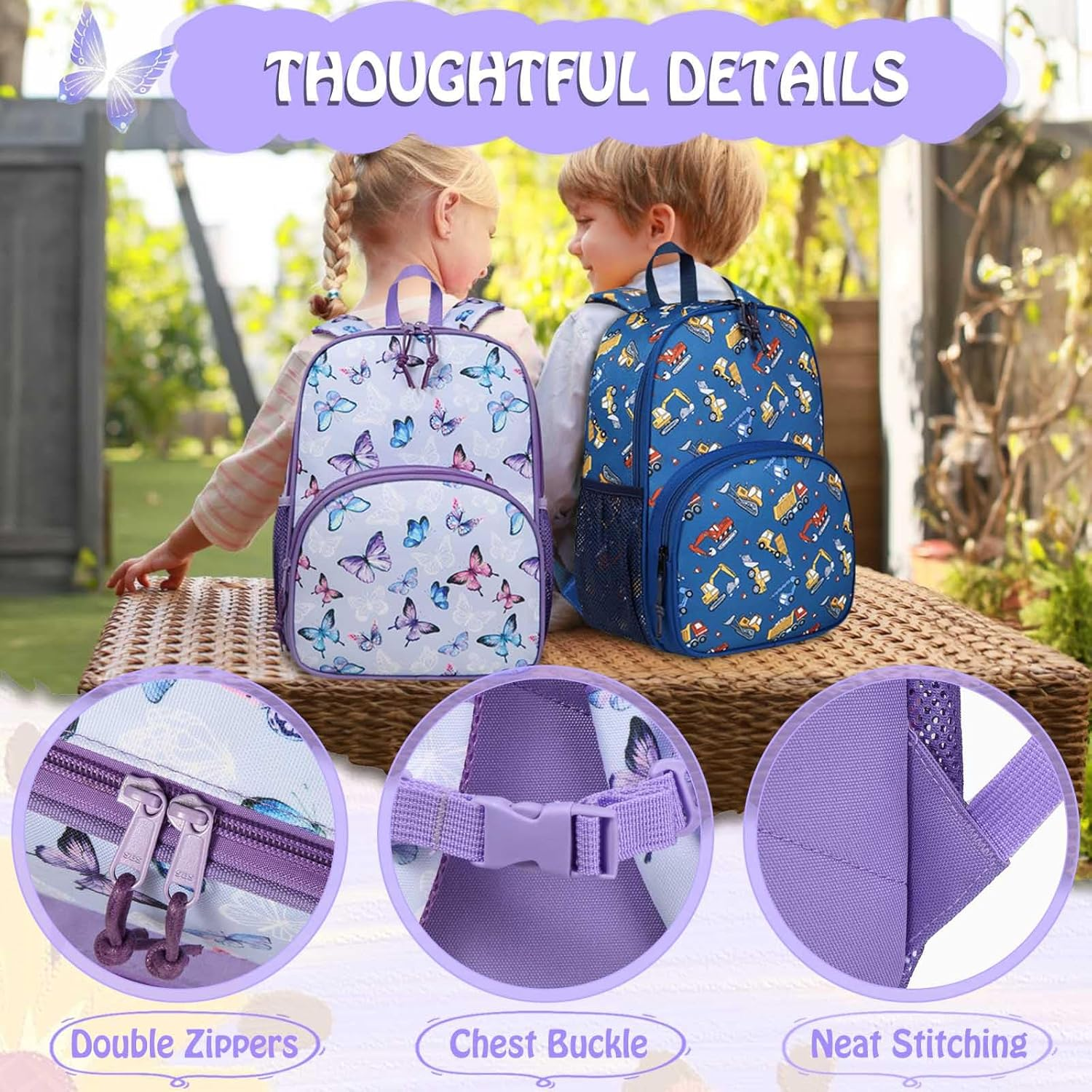 Toddler Backpack, Kasqo Lightweight Kids Backpack Schoolbag Preschool Kindergarten Bookbag for Little Boys and Girls with Reflective Stripe, Age 3-6 Years Old image number 1