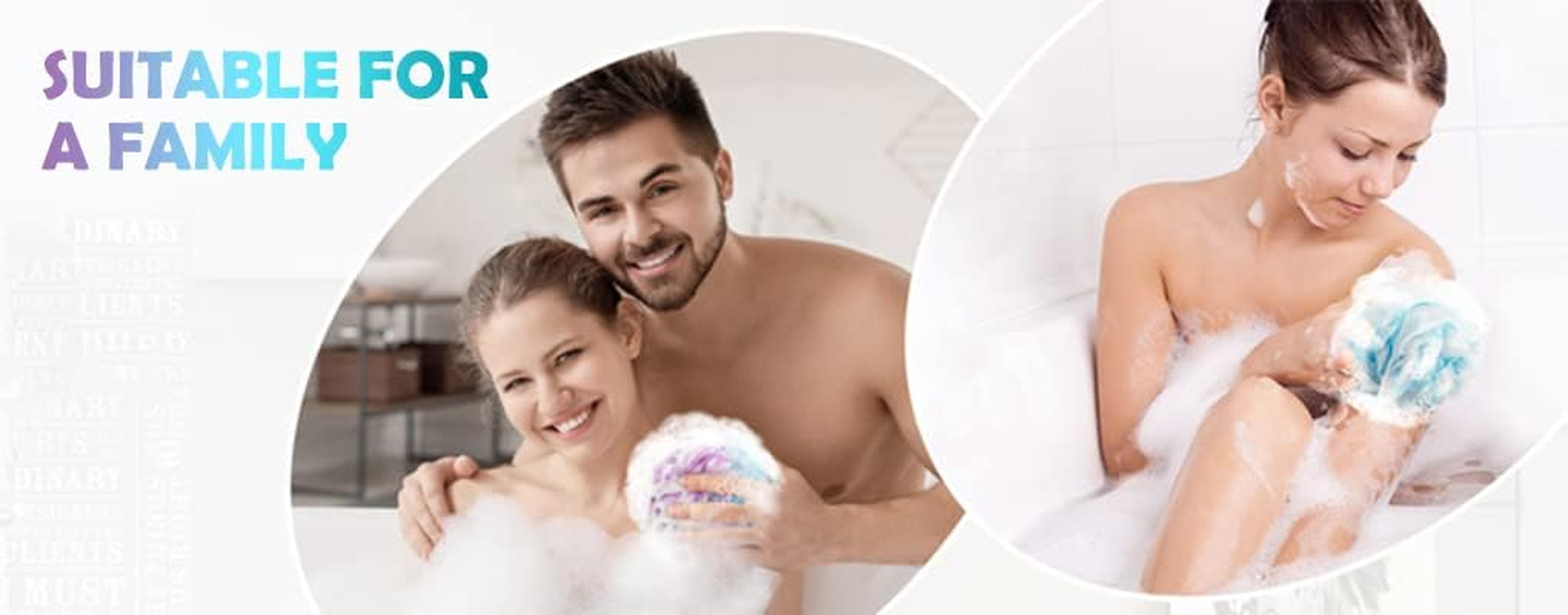 Vivva 4Pack 15Cm Bath Shower Sponge Loofahs Mesh Brush Shower Pouf Ball Shower Essential 75G/Pcs for Body Wash Bathroom Men Women Kids Scrubber Exfoliating (Green-Purple) image number 4