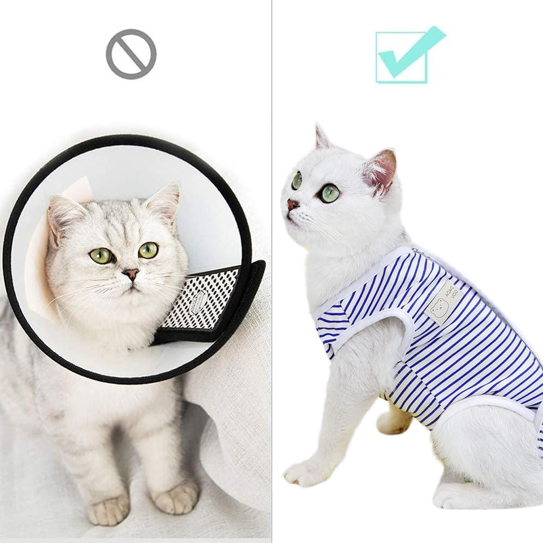 LEEQ Cat Professional Recovery Suit - Surgical Recovery Shirt for Abdominal Wounds Bandages Cone Alternative for Cats after Surgery Medical Suit Soft Pet Clothes Indoor, Blue/L image number 4