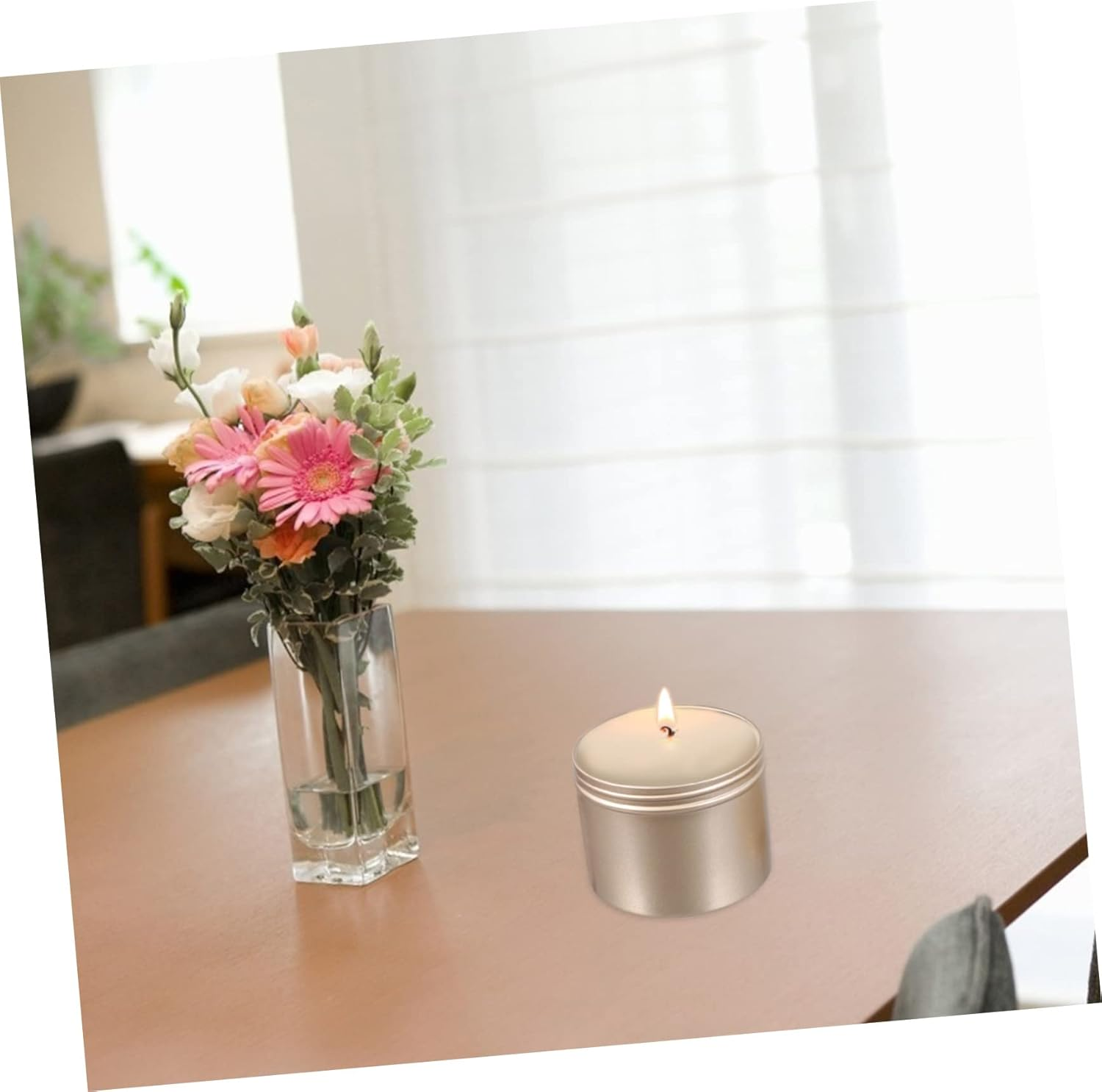 AUTSUPPL DIY Craft Project Essential 5Pcs Metal Canisters for Candle Christmas Treats Cream Dry Goods Storage image number 1