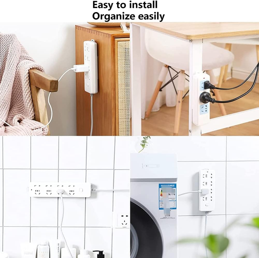 Poemtian Adhesive Punch-Free Socket Holder Power Strip Holder Fixator Desktop Mobile Plug-In Socket Fixer Bracket Stand for Kitchen Home Office (8PCS) image number 2