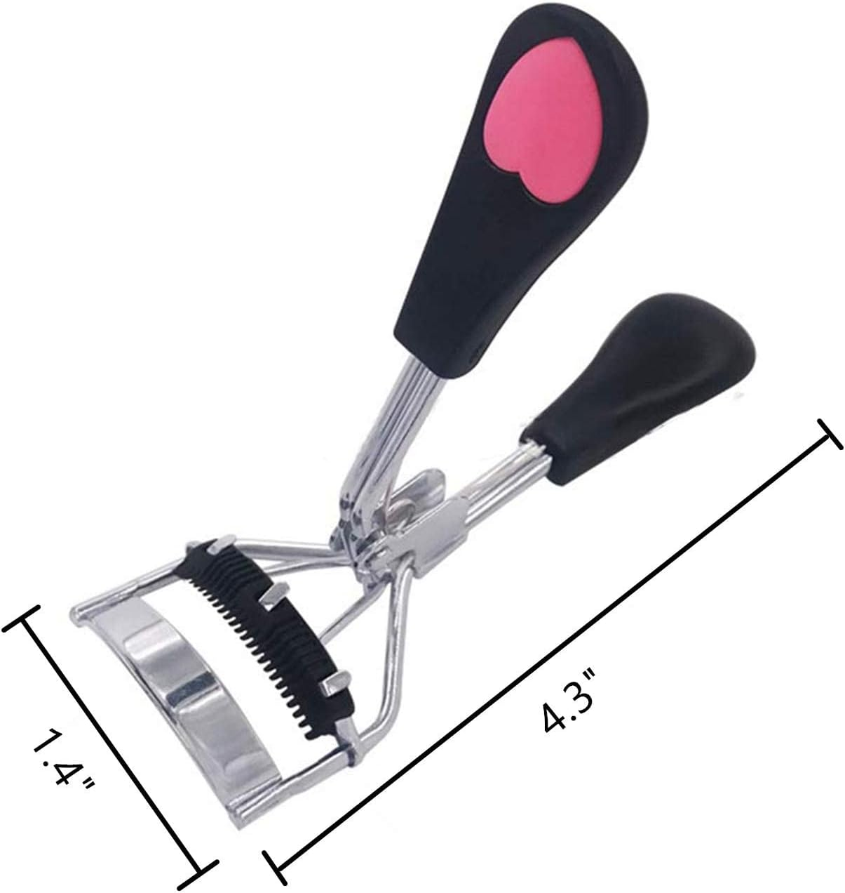 Stainless Steel Eyelash Curler with Built-In Comb Pinch Pain-Free Suitable for Any Eye Shapes and Sizes, with 5 Silicone Refill Pads (Black&Peach Heart) - Black image number 6