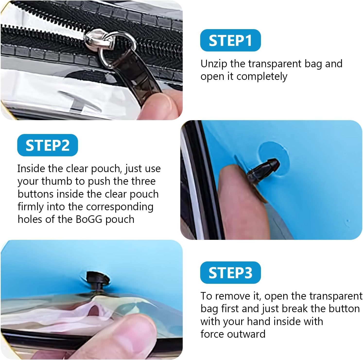 2 Pack Clear Inner Pouch Tote Bag with 2 Insert Hooks for Bogg Bag, Divider Storage for Travel Cosmetic Makeup Clean Organizer, White, Modern - 2, Black image number 3