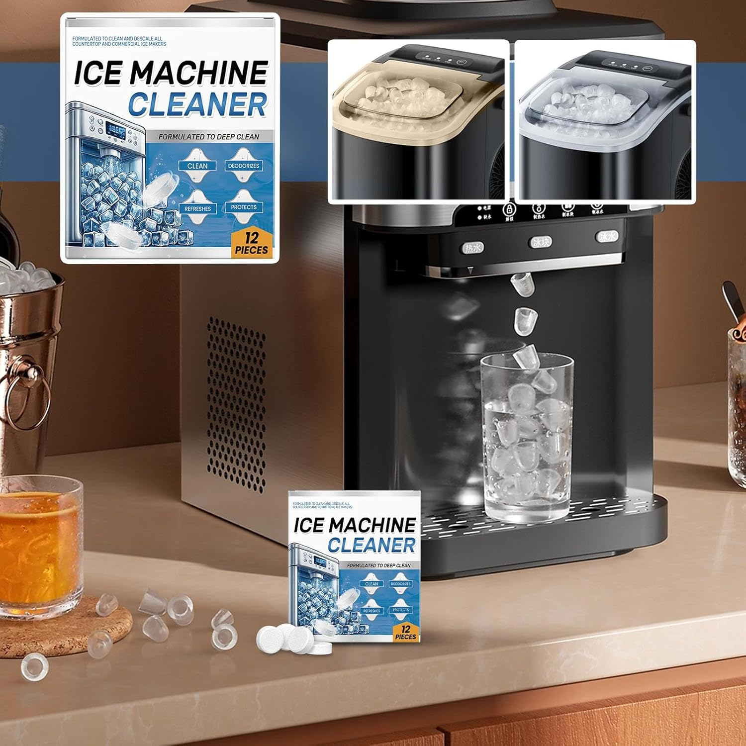 Ice Machine Cleaner | Water Bottle Cleaning Tablets | Powerful Cleaning Tool Multifunctional Kitchen Gadgets for Freezer Refrigerator Restaurants Daily Maintenance Countertops image number 6
