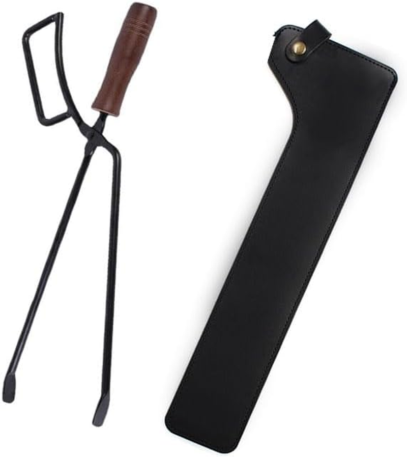 Heavy Duty Fire Pit Firewood Tongs,With PU Leather Cover,Portable Log Grabbers, for Fire Pits, Campfires, Wood Stoves, Camping, Bonfires, Indoor/Outdoor Fireplace Tool (Black) image number 3