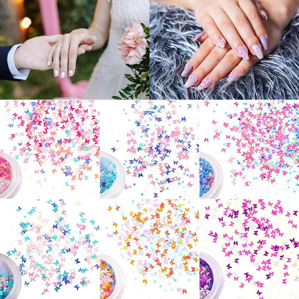 20 Boxes 3D Butterfly Nail Glitter Sequins Snowflake Diamond Star Shaped Sequins for DIY Nail Art Decoration image number 1