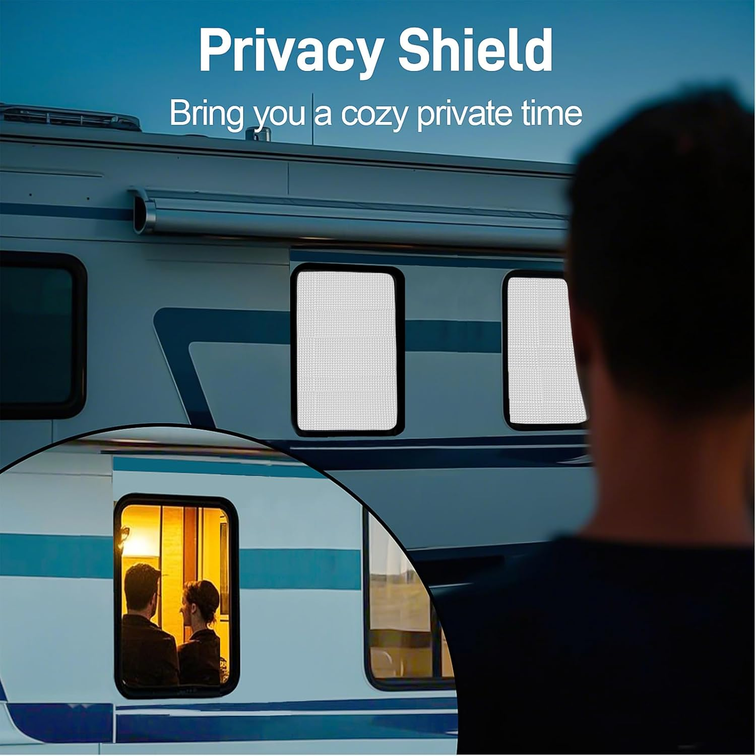 SUNICO 25" X 16" RV Door Window Shade Cover, Magnetic 100% Blackout Foldable RV Window Shades for Campers with Anti-Uv Aluminum Foil Reflective & Cotton Insulation & Thicked Waterproof Fabric image number 1