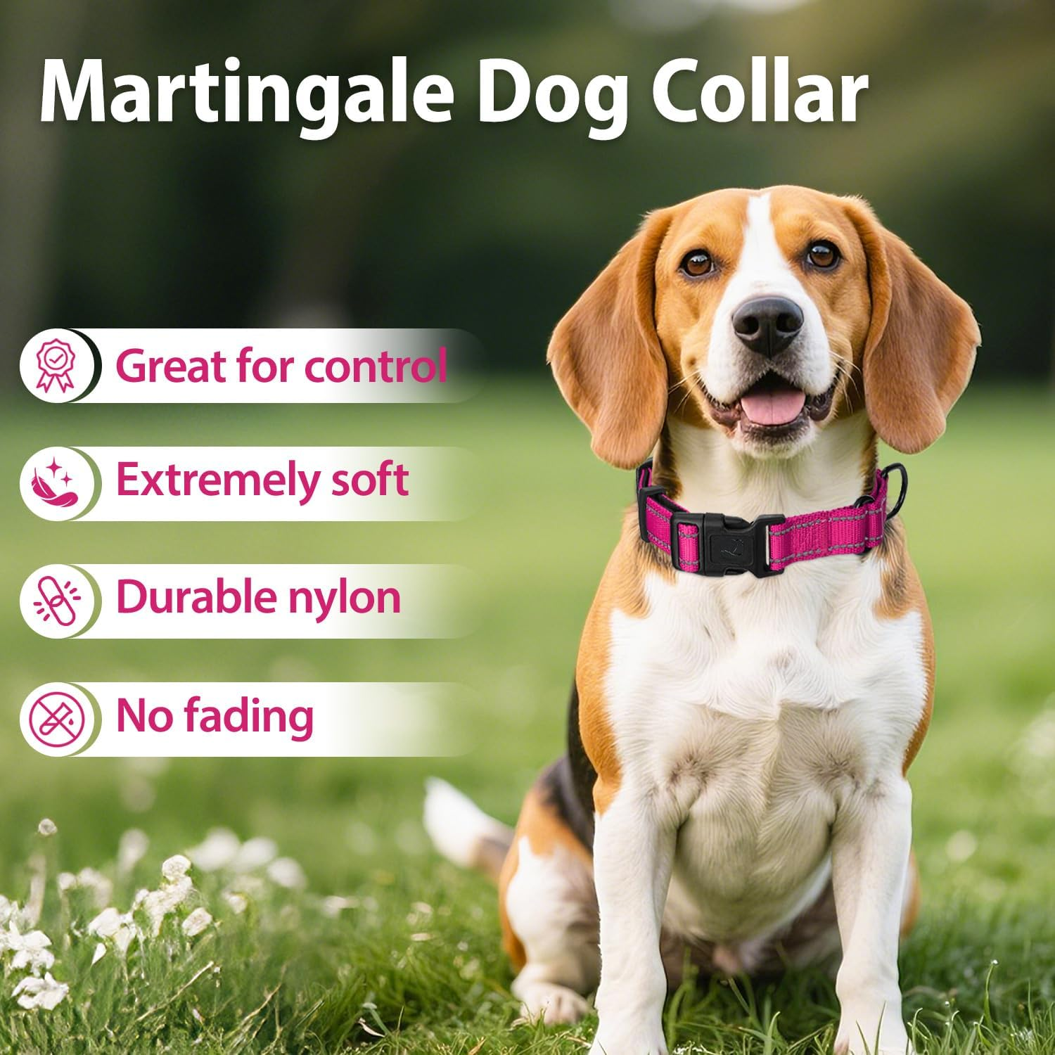 Padded Martingale Collar for Dogs | Neoprene Martingale Dog Collars | Reflective Nylon Martingale Collar | Adjustable Dog Martingale for Small Medium and Large Dogs image number 6