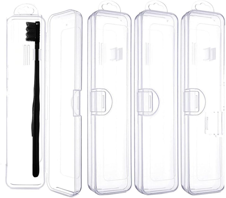 Cuicanfla 4 Pcs Portable Travel Toothbrush Case,Portable Clear Toothbrush and Toothpaste Storage Container Hard Plastic Transparent Toothbrush Carrying Box for for Home,Travela,Business,Camping,School image number 2