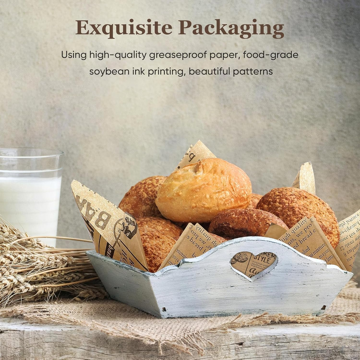 OSYLICT 100 Sheets Food Grade Wrap Paper,Greaseproof Baking Wrapping Paper and Basket Liners,For Bread Sandwich Burger Fries,For Kitchen Home Holiday Party Decor 30 * 20 CM image number 7