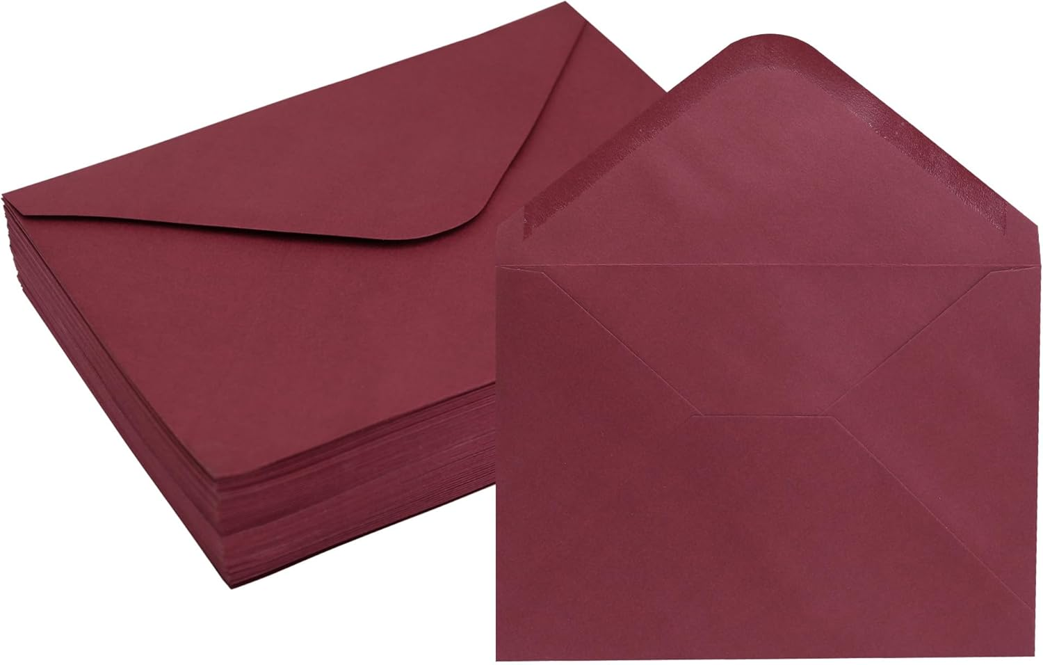Burgundy A7 V-Flap Envelopes 5 X 7 Inch, 50 Pack, 120Gsm Paper for Christmas Cards, Valentines, Invitations, Wedding, Personalized Gifts, Postcards