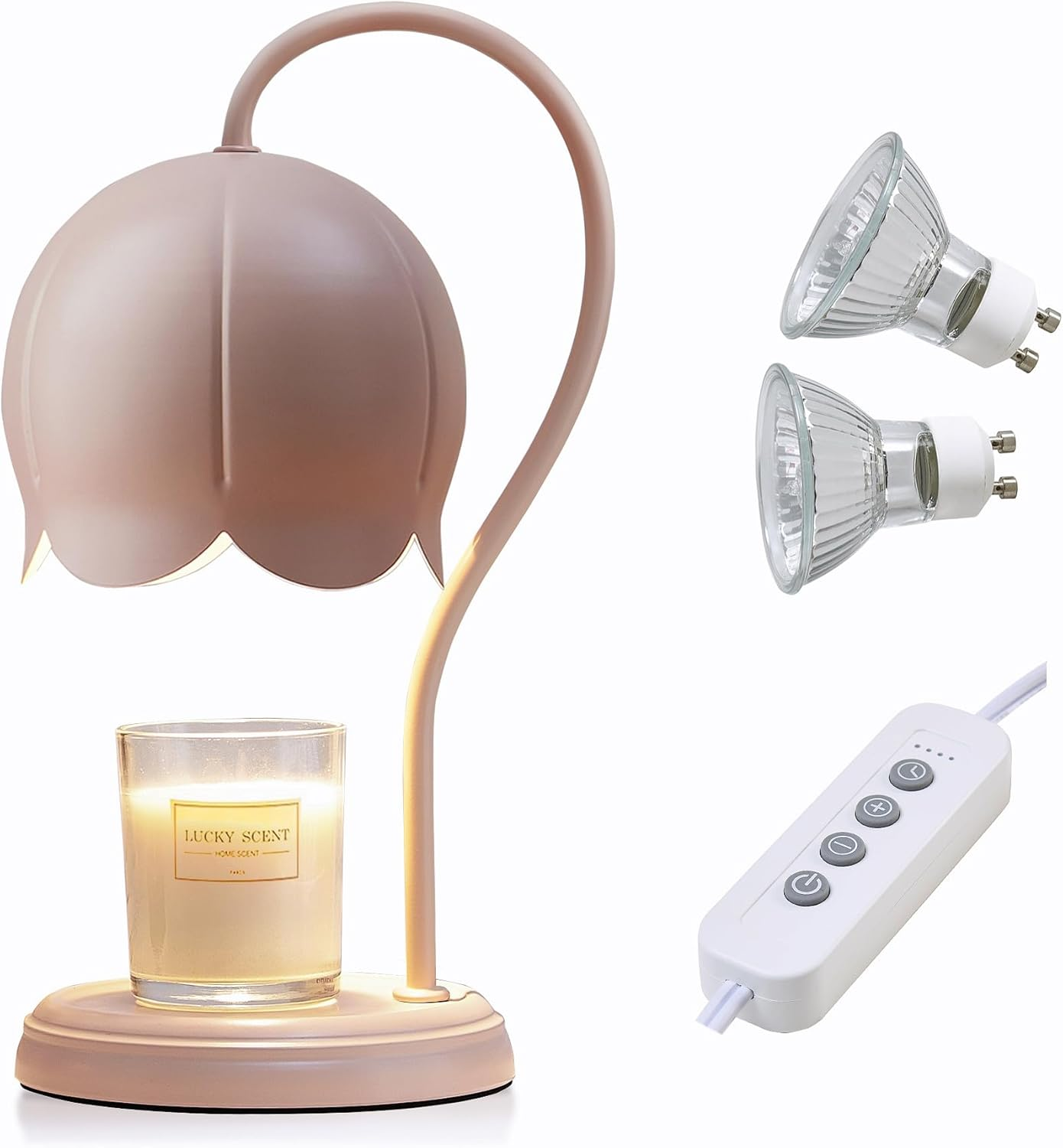 Cute Flower Candle Warmer Lamp with 2 Bulbs, Pink Dimmer Timer Electric Candles Warming Light, Wax Melter Lamps Warmers Burner, Bedroom Living Room Home Decor, Birthday Gifts for Women, Girls, Mom image number 4