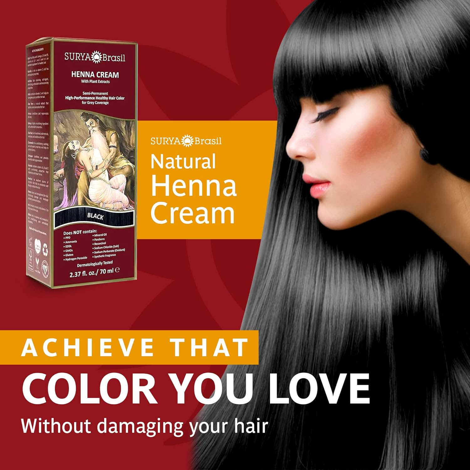 Surya Brasil - Henna Cream Hair Coloring Black - 2.37 Fl. Oz. image number 5