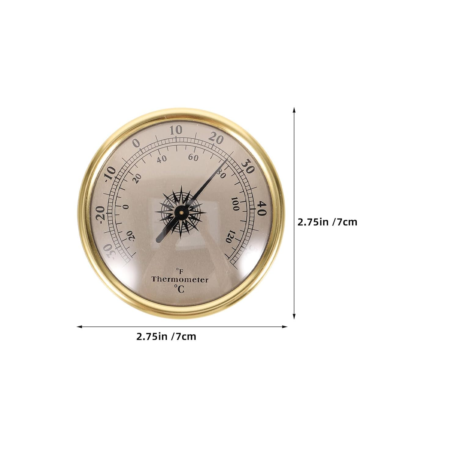 GALPADA 2Pcs Decorative round Thermometer Indoor Outdoor Wall-Mounted Temperature Gauge for Home Garden Greenhouse Meteorological Station Gold Metal Frame image number 3