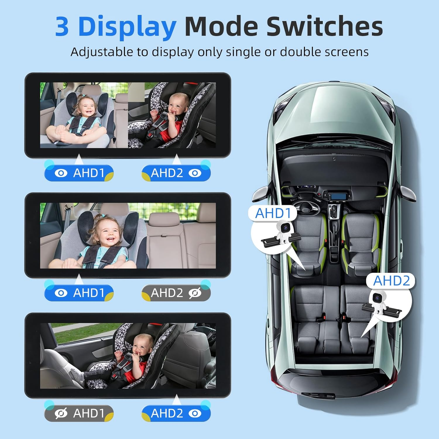 TMA Baby Car Camera 2 Kids Back Seat Car Camera Baby, Dual Channel 6.86 Inch HD 1080P Display with 2 IR Night Vision Camera, Easy Install Safety Car Mirror Camera image number 3