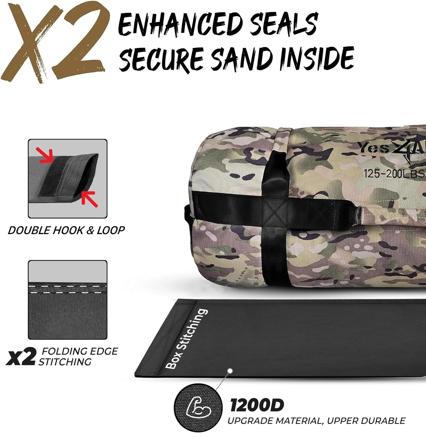 Yes4All Sandbags for Working Out, Adjustable Sand Bags for Weight Training with Handles, Multiple Colors & Sizes 5-200Lbs - F. Darking Black - L image number 3