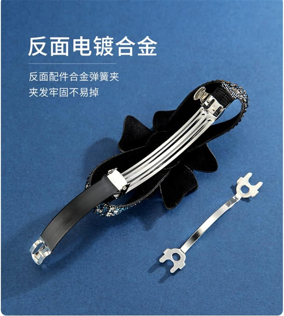 Alligator Clip,Headdress,Hair Clamp,Hairpins,Rhinestone Hairpin Female Korean Flower Clip Headgear Top Clip Hairpin Back Head Plate Hair Head Flower Jewelry (Color : B, Size : 8.7 * 5Cm) image number 4