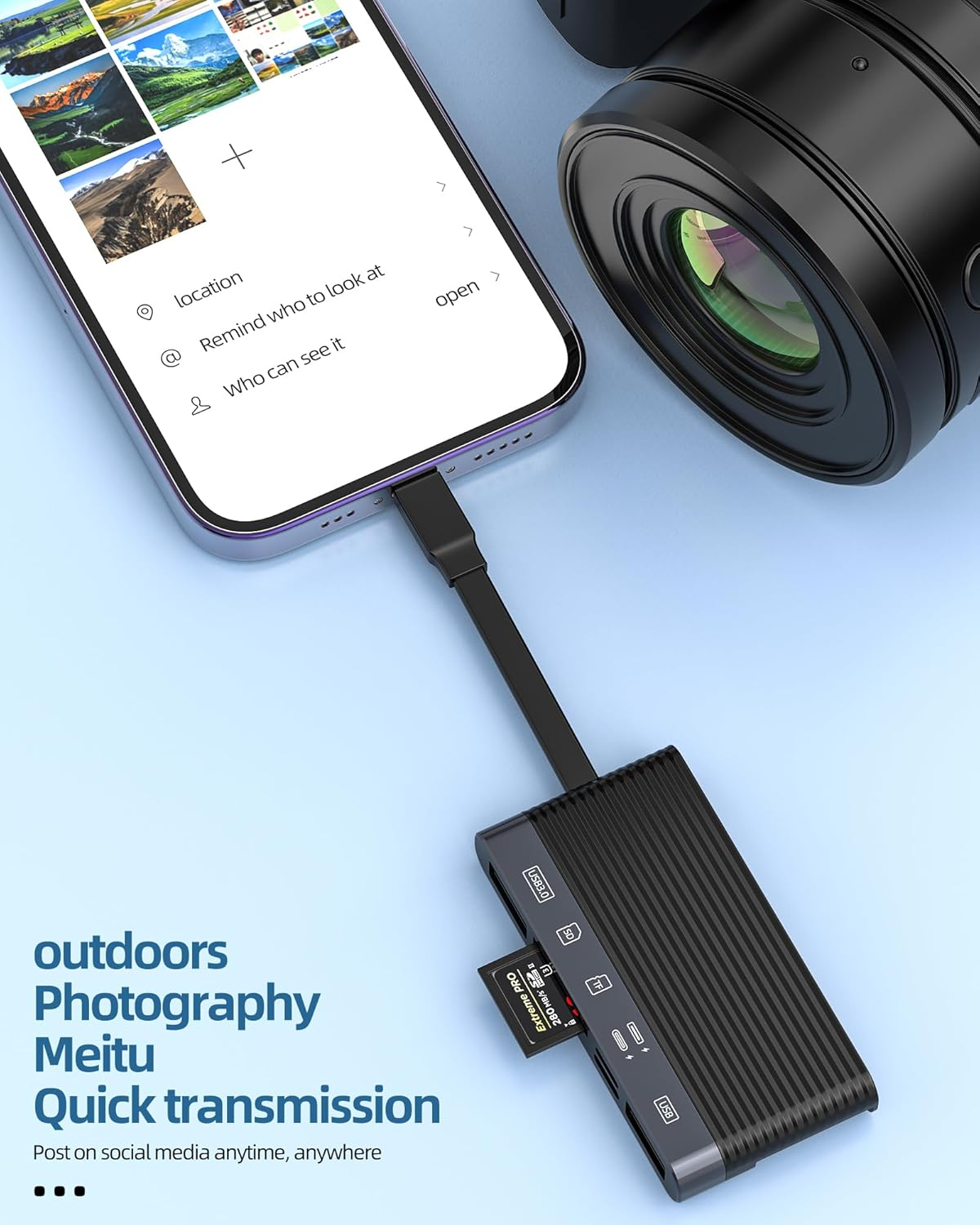 USB C Lightning Docking Station with Multiport Adapter Hub SD Card Reader USB Dongle for Iphone 15 for Apple MFI Certified Compatible for Samsung Charger Cable OTG Camera Memory Flash Drive Converter image number 3