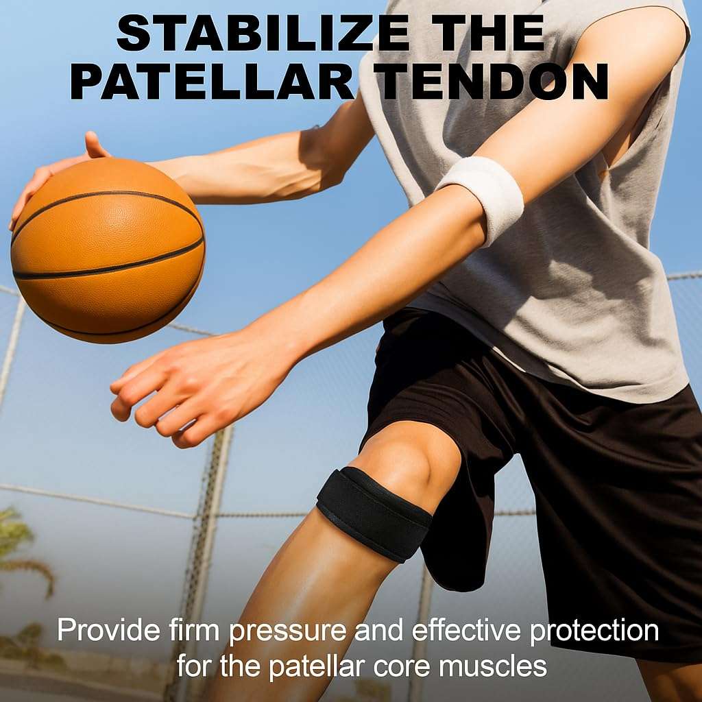 2 Pack Knee Braces for Women and Men, Knee Pain Relief Support Brace Hiking, Patella Knee Support Strap, Basketball, Running, Hiking, Tennis image number 4