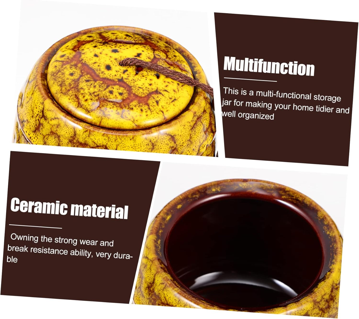 FELTECHELECTR Loose Tea Leaf Storage Jar Vintage Ceramic Canister for Tea Dried Fruits and Snacks Airtight Jar Tassel Lid for Home Kitchen Storage image number 4