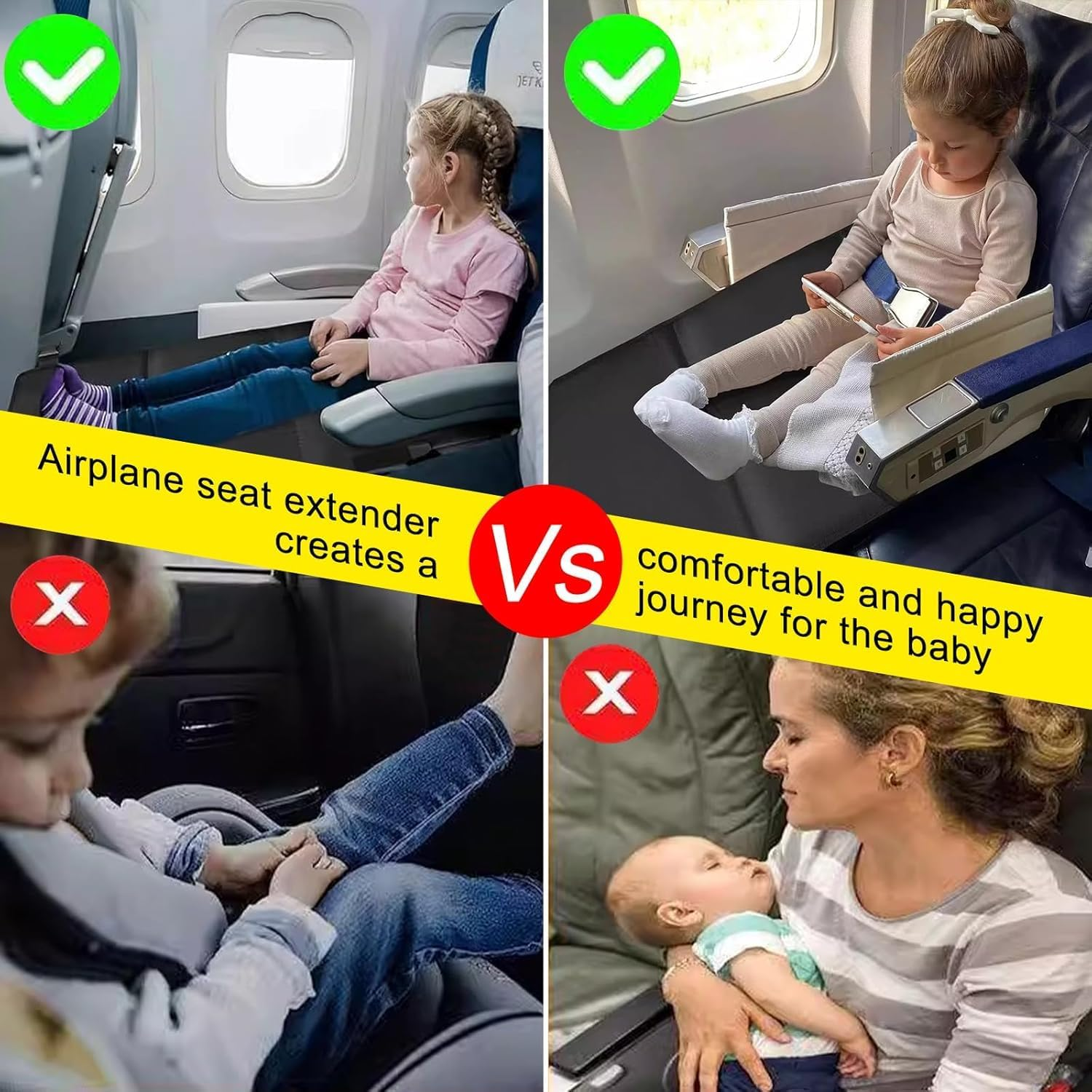 Airplane Bed for Toddler 79 * 44Cm, Airplane Seat Extender for Kids,Plane Travel Essentials for Travel Waterproof Lightweight Plane Foot Hammock Suitable for All Aircraft Seats image number 4