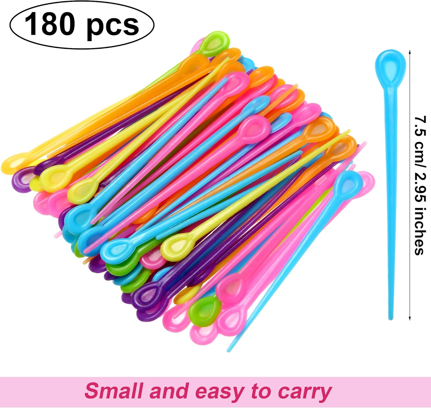 WILLBOND 180 Pieces Brush Roller Pick Plastic Roller Pick Hair Curler Pin for Hair Curling Styling Accessories Present(Rose Red, Green, Yellow, Blue, Orange and Purple) image number 6