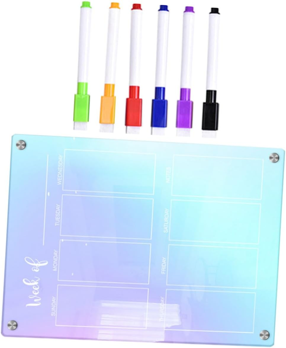 KICHOUSE Magnetic Schedule Plan Board Acrylic Fridge Dry Erase Board Weekly Planner