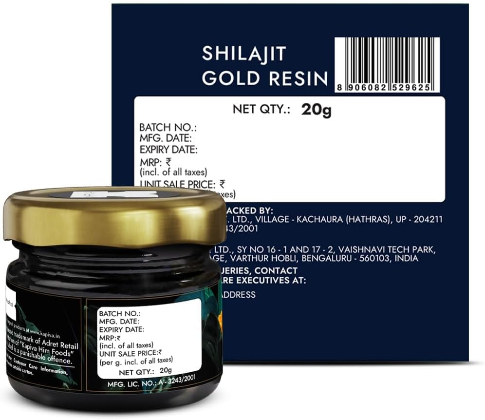 Kapiva Shilajit Gold Resin | Helps in Boosting Stamina | Contains 24 Carat Gold | 100% Ayurvedic, 20 G (Pack of 1), (MIS033)