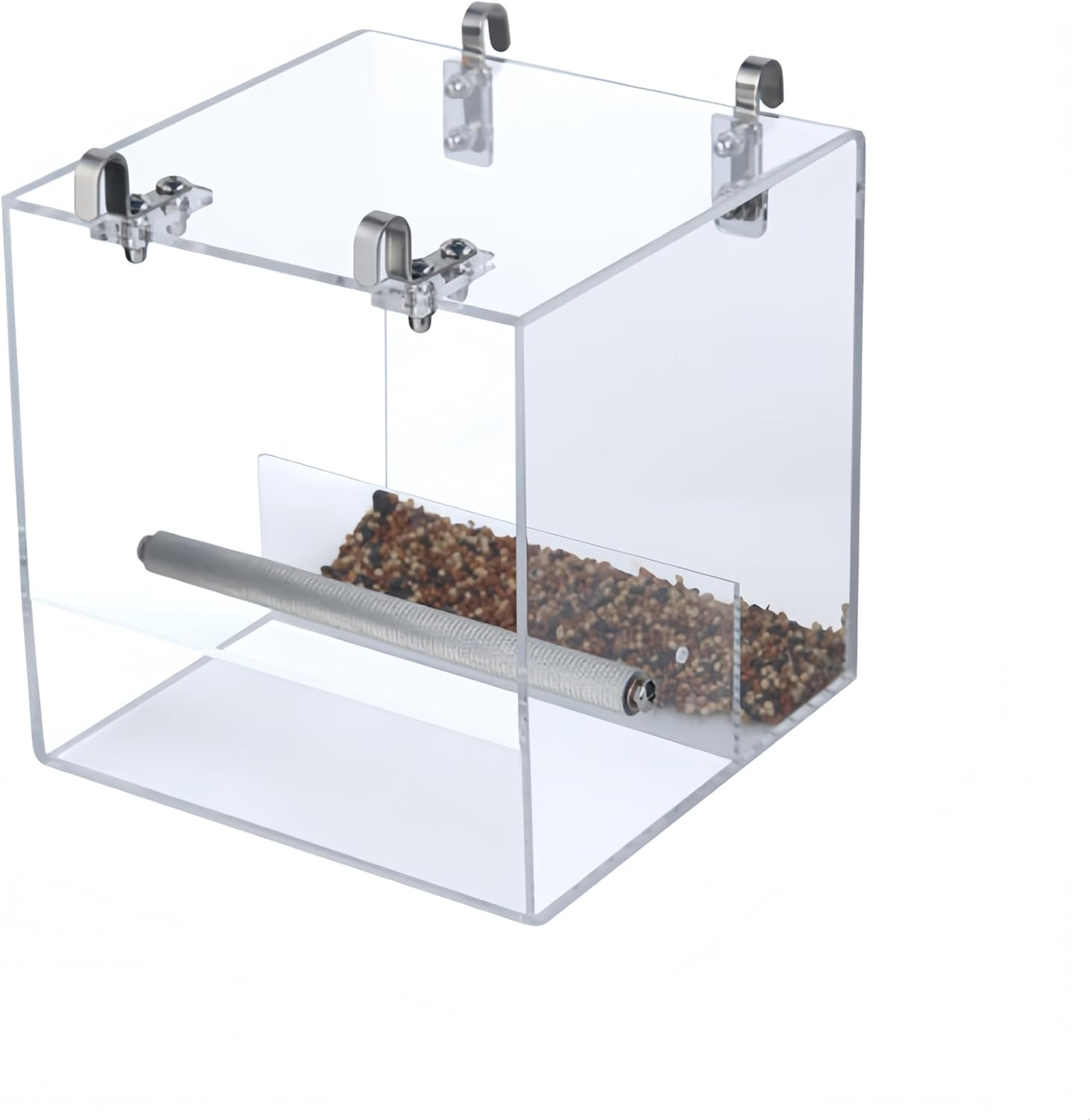 Acrylic Hanging Bird Bath Cage Bird Bathtub Bath Shower Box No-Leakage Pet Bathtub Feeder Cage Box for Parakeets Small Pet Parakeets Parrot with 4 Hooks image number 2