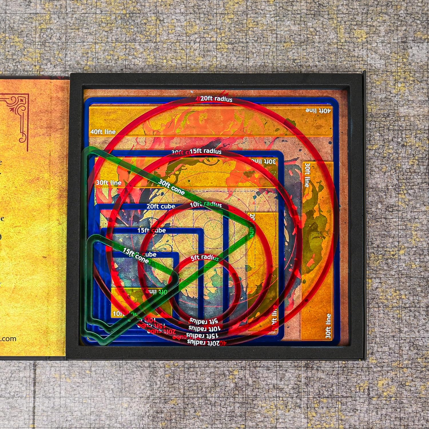 Futhark DND AOE Spell Templates, Set of 16 - Precise Acrylic Area of Effect DND Spell Effect Templates for Any RPG, DND Accessories for Dungeons & Dragons, D&D DM Gift (16-Piece Set of Frame) image number 3