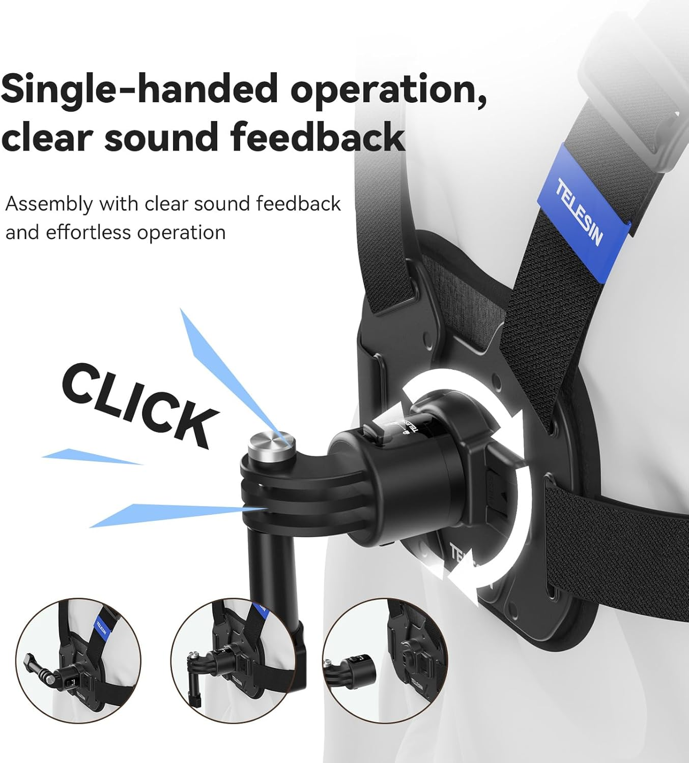TELESIN&deg; Chest Mount Harness W Quick Release Adapter Chest Strap POV Photography Accessory with for Gopro Chest Mount Max Hero 13,12,11,10,9,8,7 Insta360 One R X4 X3, DJI Action 4 Osmo Pocket 3 AKASO image number 2