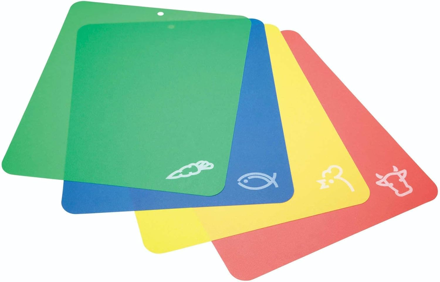 Kitchencraft KCFLEXCUT2 Colour Coded Chopping Board Set, Non Toxic Plastic, Multi-Colour, 4 Pieces, 38-30 Cm