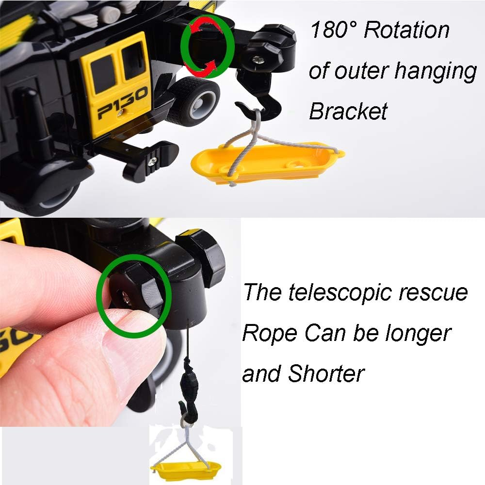 OMGTOY Military Helicopter, Airforce Airplane Toy with Hanging Basket Lights and Sounds for Kids(Black) - White image number 3